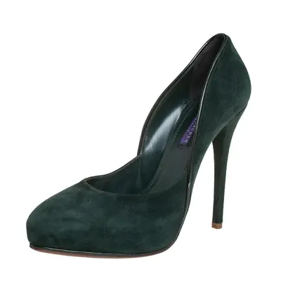 Ralph Lauren Dark Green Suede Platform Pumps Size