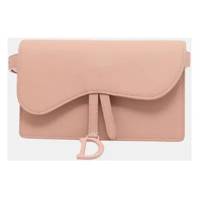 Dior Pink Leather Ultramatt Saddle Belt Pouch