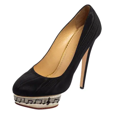 Charlotte Olympia Black Canvas Dolly Platform Pumps Size