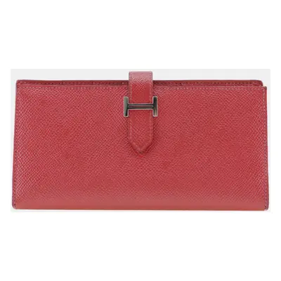 Hermes Red Leather Bearn Wallet