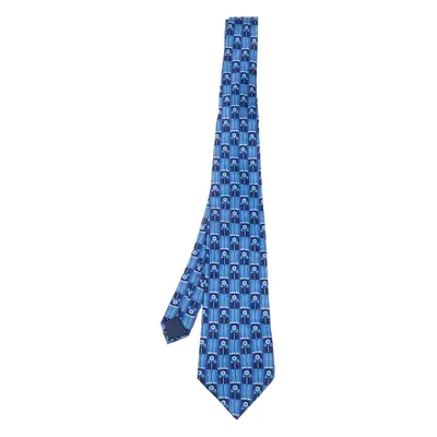 Lanvin Blue Floral Motif Silk Tie