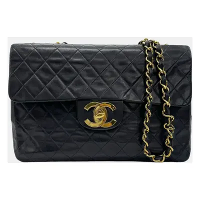 Chanel Black Quilted Leather Classic Single Flap Shoulder Bag