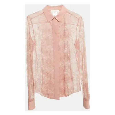 Chloe Powder Pink Lace Full Sleeve Shirt