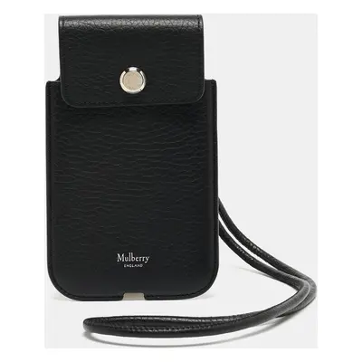 Mulberry Black Leather Strap Phone Case