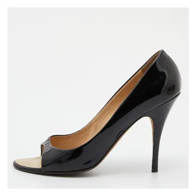 Giuseppe Zanotti Black Patent Leather Open Toe Pumps Size