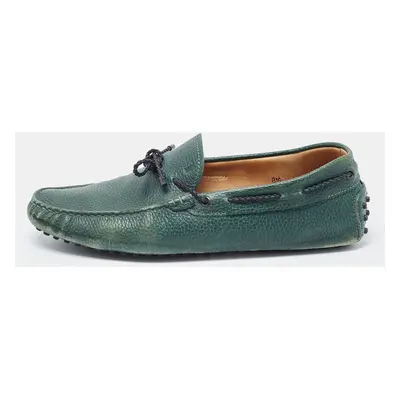 Tod's Green Leather Bow Loafers Size 42.5