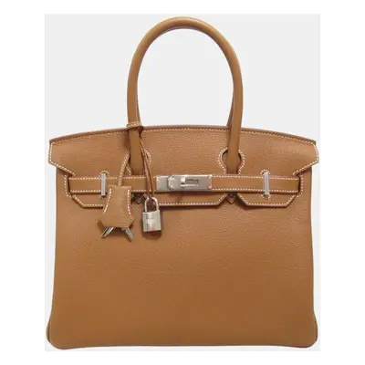 Hermes Birkin Togo Leather Handbag Gold Leather