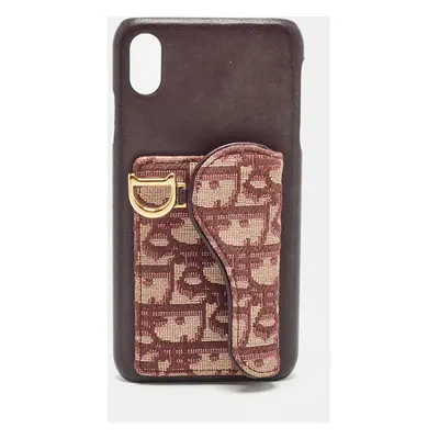 Dior Burgundy Oblique Canvas and Leather iPhone Max Case