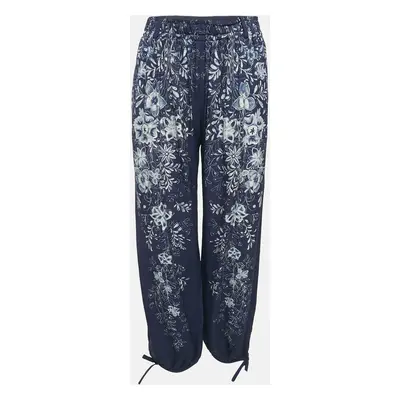 Chloé Blue/Beige Floral Print Crepe Harem Pants