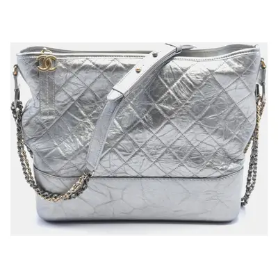 Chanel Silver Leather Gabrielle Shoulder Bags