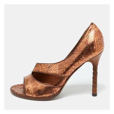 Bottega Veneta Metallic Copper Snakeskin Embossed Leather Pumps Size