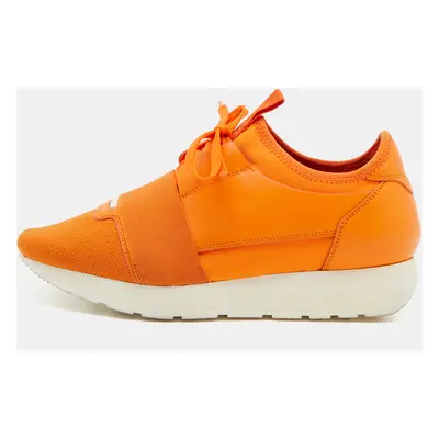 Balenciaga Orange Leather and Mesh Race Runner Sneakers Size