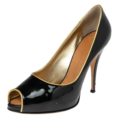 Giuseppe Zanotti Black Patent Leather Peep Toe Pumps Size