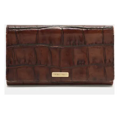 Emporio Armani Brown Alligator Embossed Leather Flap Wallet