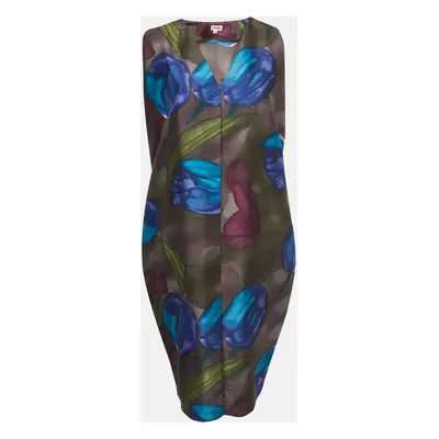 Kenzo Multicolor Tulip Print Silk Midi Dress