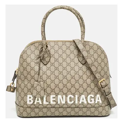 Gucci x Balenciaga Beige GG Supreme Canvas The Hacker Project Ville Satchel