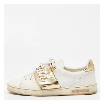 Louis Vuitton White/Gold Leather Frontrow Low Top Sneakers Size