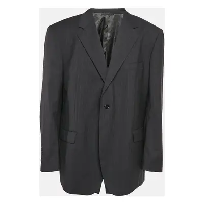 Balmain Navy Blue Pinstripe Wool Blend Tailored Blazer 4XL