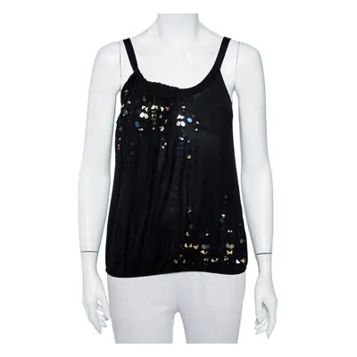 Kenzo Black Embellished Silk Knit Tank Top