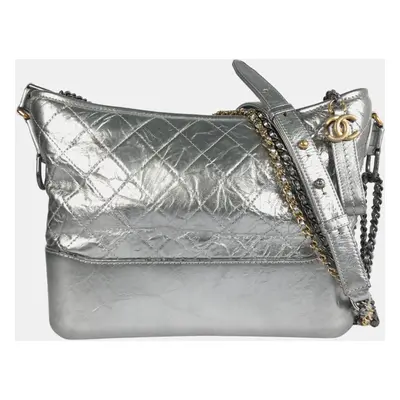 Chanel Silver Leather Gabrielle Shoulder Bags