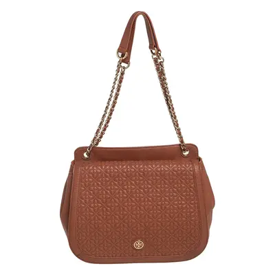 Tory Burch Brown Leather Flap Shoulder Bag