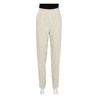 Giorgio Armani Cream Floral Jacquard Tapered Vintage Trousers