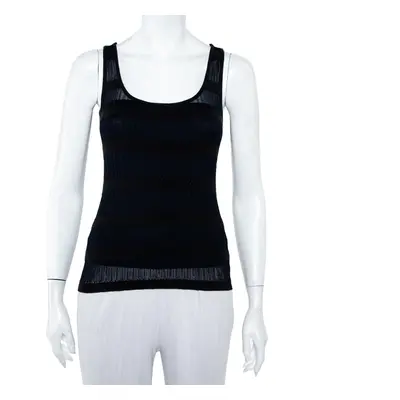 Emporio Armani Navy Blue & Black Knit Crossback Detail Tank Top