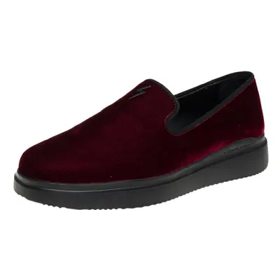 Giuseppe Zanotti Burgundy Velvet Slip On Sneakers Size