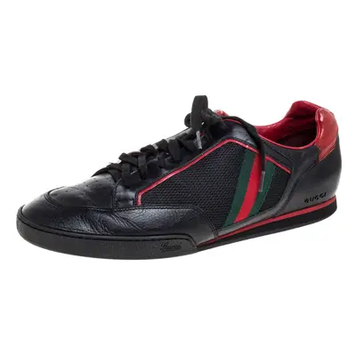 Gucci Black/Red Mesh Fabric and Leather Vintage Tennis Web Low Top Sneakers Size