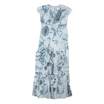 Roberto Cavalli Angels White Printed Tiered Maxi Dress