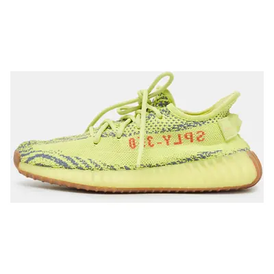 Yeezy x Adidas Neon Yellow/Blue Knit Fabric Boost V2 Semi Frozen Yellow Sneakers Size 1/3