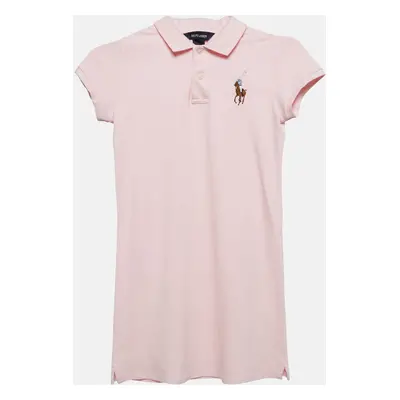 Ralph Lauren Kids Pink Logo Embroidered Cotton Pique T-Shirt Dress XL/16