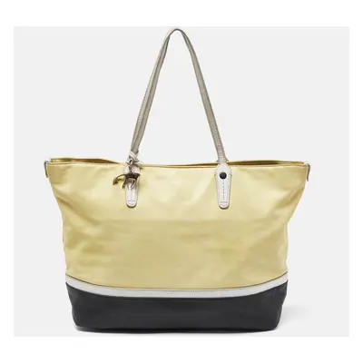 Bally Yellow/Black Leather Shopper Tote