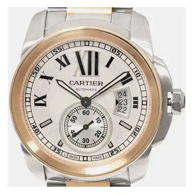 Cartier Silver Stainless Steel Calibre de Cartier W7100036 Automatic Men's Wristwatch mm