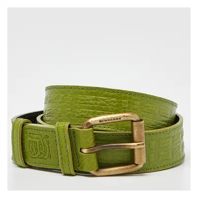 Burberry Green Leather Buckle Belt