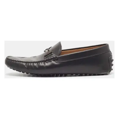 Tod's Black Leather Double T Bit Loafers Size