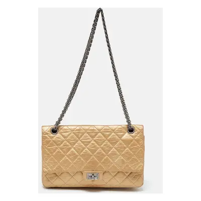 Chanel Gold Quilted Aged Leather Reissue 2.55 Classic Flap Bag