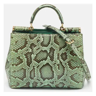 Dolce & Gabbana Green Python Miss Sicily Shopper Tote