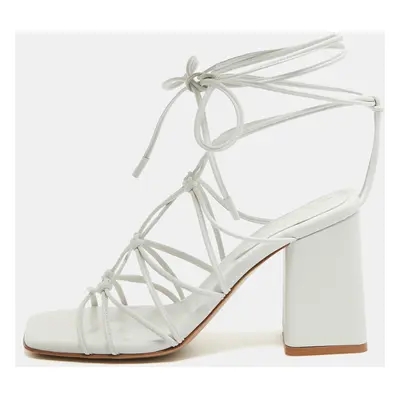 Gianvito Rossi White Leather Minas Sandals Size