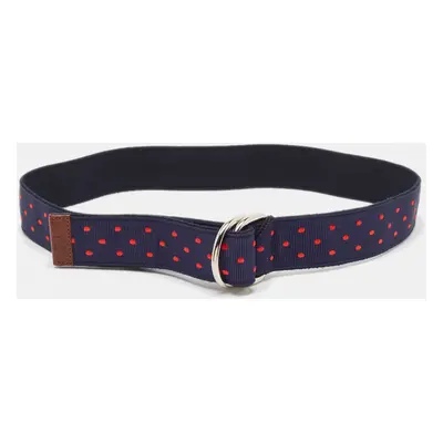 CH Carolina Herrera Navy Blue/Red Polka Dot Grosgrain Belt