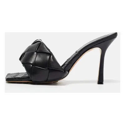 Bottega Veneta Black intrecciato Leather Lido Slide Sandals Size