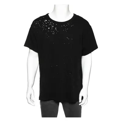 Amiri Black Cotton Washed Shotgun Crew Neck Short Sleeve T-Shirt