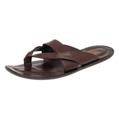 Salvatore Ferragamo Brown Leather Thong Sandals Size 40.5