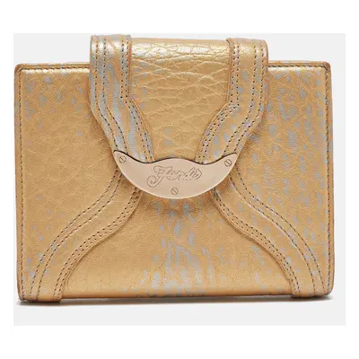 Fendi Gold Textured Leather Agenda Flap Cover