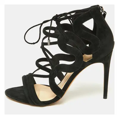 Alexandre Birman Black Suede Cut Out Strappy Sandals Size