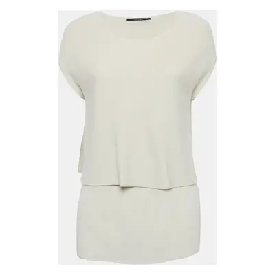 Weekend Max Mara Grey Knit and Silk Layered Top