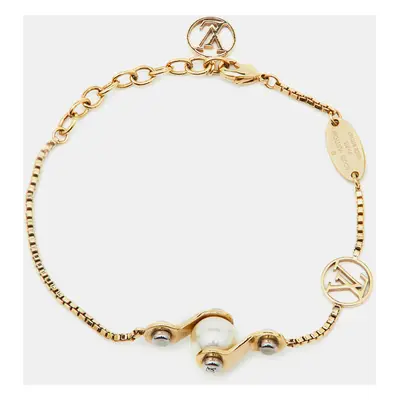 Louis Vuitton Speedy Faux Pearl Two Tone Gold Bracelet