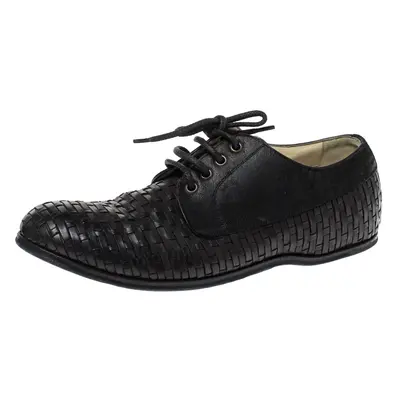 Dolce & Gabbana Black Woven Leather And Suede Lace Up Derby Size