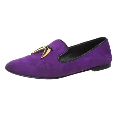 Giuseppe Zanotti Purple Suede Kevin Shark Tooth Tassel Smoking Slippers Size