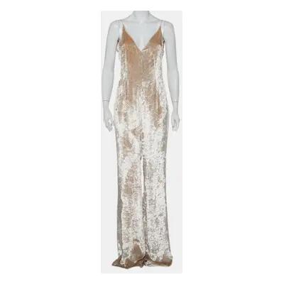 Gabriela Hearst Beige Patterned Velvet Catherine Jumpsuit